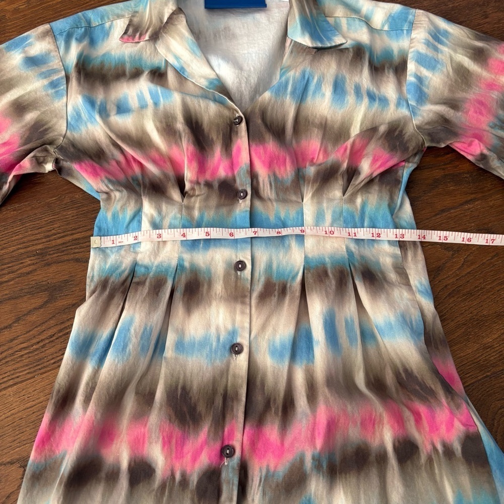 JJXX Tie-Dye Striped Short-Sleeve Midi Shirt Dress - Picture 11 of 12